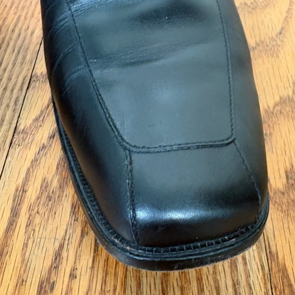 Hugo Boss Black Leather Square Toe Derby Dress Shoes Italy Classic Men's 11‎